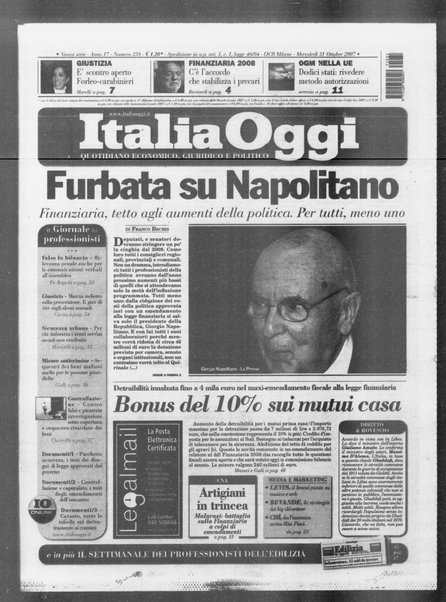 Italia oggi : quotidiano di economia finanza e politica